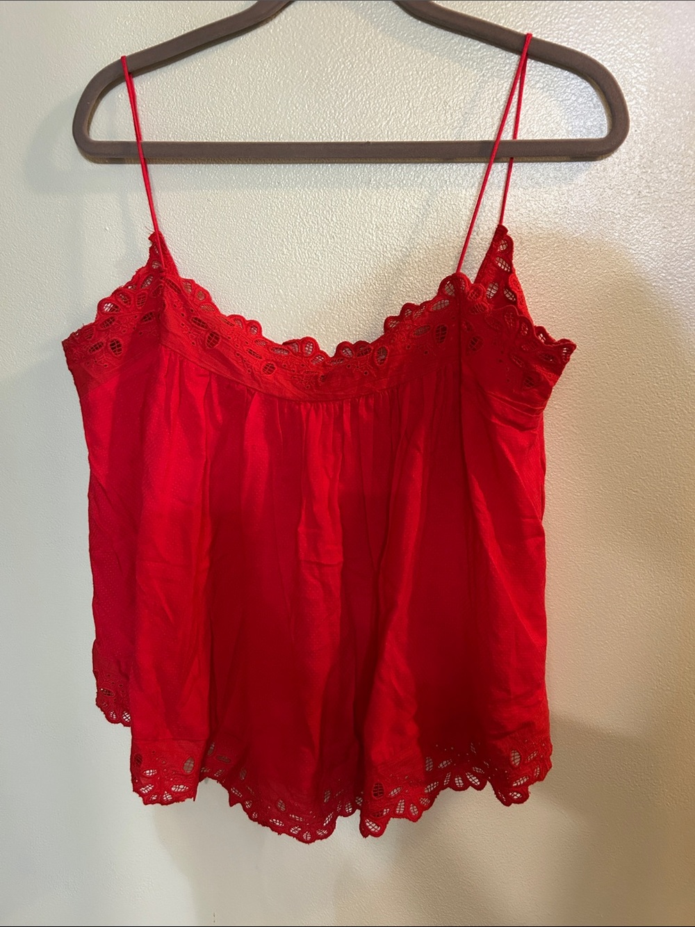 Charlotte Russe Red Lace-Trim Spaghetti Strap Cami